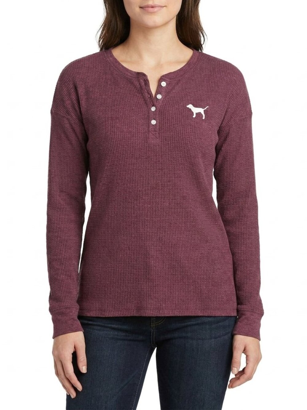 PINK Victoria’s Secret | Women’s Thermal Henley Sweater | Size Small